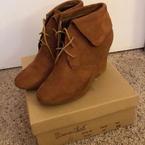 Tan Wedge booties